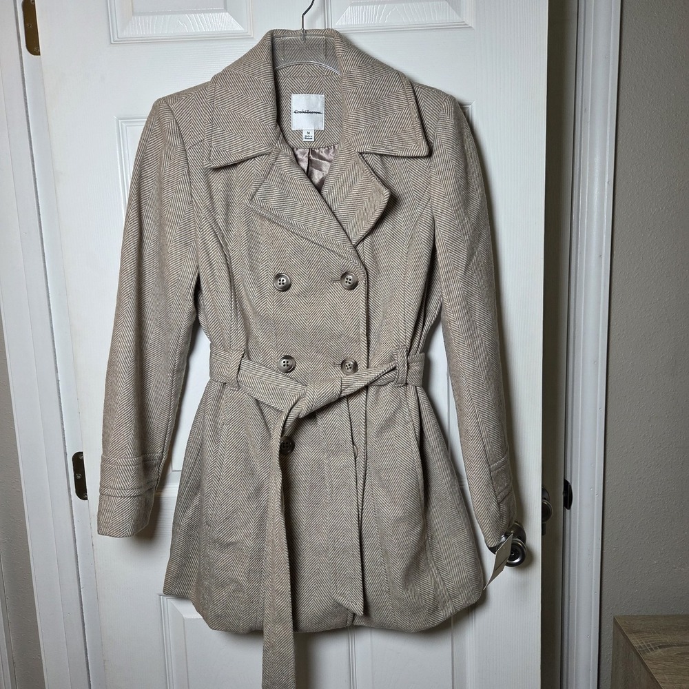 Croft & Barrow sz M chevron peacoat NWT wool blend cozy fall winter classic
